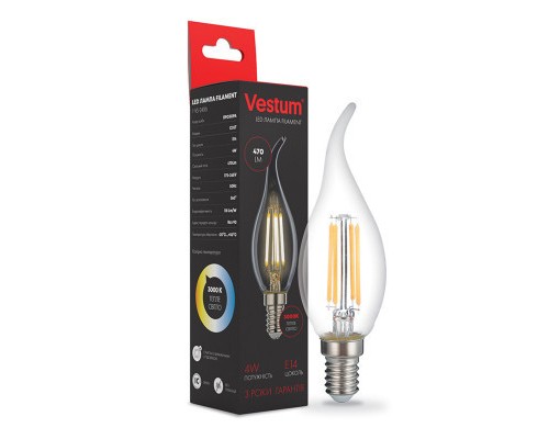 Лампочка Vestum С35Т Е14 4Вт 220V 3000К (1-VS-2406)