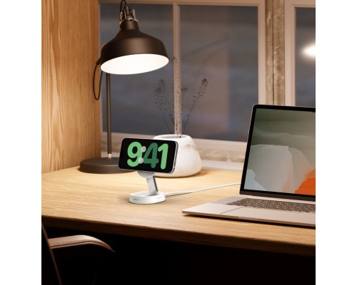 Зарядний пристрій Belkin 15W Magnetic Stand Qi2 white (WIA008BTWH)