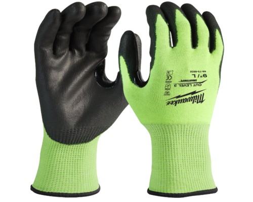 Захисні рукавиці Milwaukee сигнальні з опором порізам 3 рівня, 9/L (4932478132)