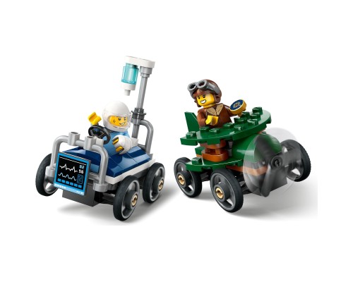 Конструктор LEGO City Літак проти лікарняного ліжка - Набір для перегонів (60459)