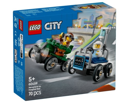 Конструктор LEGO City Літак проти лікарняного ліжка - Набір для перегонів (60459)