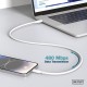 Дата кабель USB 2.0 AM to Type-C 2.0m 60W white Digitus (AK-300340-020-W)