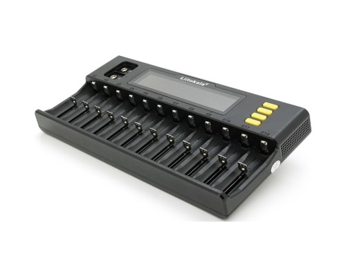 Зарядний пристрій для акумуляторів Liitokala 12 Slots+2, Ni-Mh/Li-ion/LiFePo4/Крона, LED+LCD (Lii-S12)