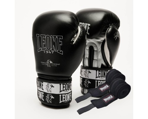 Боксерські рукавички Leone GN208 Iconic Black 12 унцій (GN208_Black_12oz)