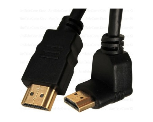 Кабель мультимедійний HDMI M to HDMI M 1.0m V1.4 90° corner black Merlion (YT-HDMI(M)/(M)HS-1.0m/90°)