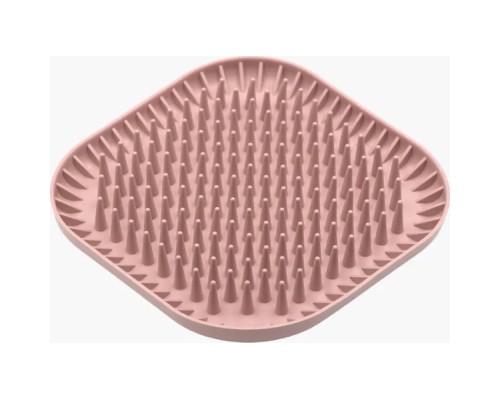 Універсальний посуд для тварин Fiboo Fiboowl Spiky килимок для злизування ласощів та їжі, 19х19 см рожевий (FIB0236)