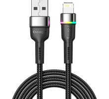 Дата кабель USB 2.0 AM to Lightning 2.0m 2.4A LED black Essager (EXCL-XCDA01)