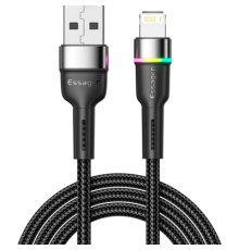 Дата кабель USB 2.0 AM to Lightning 2.0m 2.4A LED black Essager (EXCL-XCDA01)