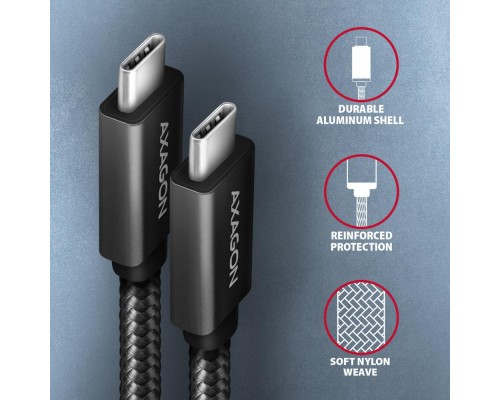 Дата кабель USB-C to USB-C 2.0m USB 3.2 Gen 2 PD 100W 5A 4K black AXAGON (BUCM32-CM20AB)