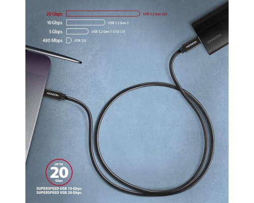 Дата кабель USB-C to USB-C 2.0m USB 3.2 Gen 2 PD 100W 5A 4K black AXAGON (BUCM32-CM20AB)