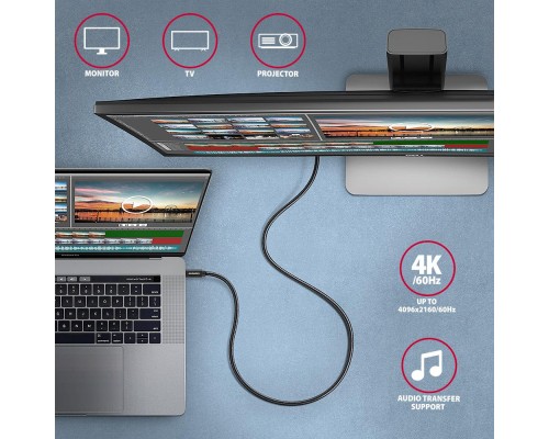 Дата кабель USB-C to USB-C 2.0m USB 3.2 Gen 2 PD 100W 5A 4K black AXAGON (BUCM32-CM20AB)
