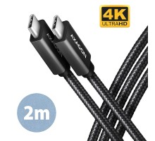 Дата кабель USB-C to USB-C 2.0m USB 3.2 Gen 2 PD 100W 5A 4K black AXAGON (BUCM32-CM20AB)