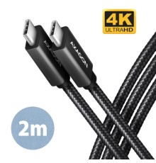 Дата кабель USB-C to USB-C 2.0m USB 3.2 Gen 2 PD 100W 5A 4K black AXAGON (BUCM32-CM20AB)