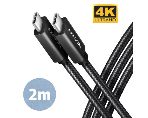 Дата кабель USB-C to USB-C 2.0m USB 3.2 Gen 2 PD 100W 5A 4K black AXAGON (BUCM32-CM20AB)