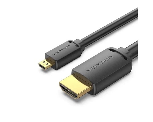 Кабель мультимедійний HDMI-D Male to HDMI-A Male 4K HD Cable 1M Black VENTION (AGIBF)