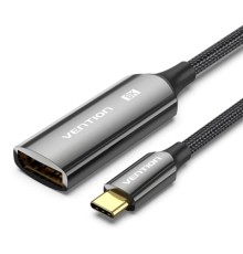 Кабель мультимедійний Cotton Braided USB-C to DP 8K Converter 0.25M Black Zinc Alloy Type VENTION (CRGBC)