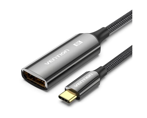 Кабель мультимедійний Cotton Braided USB-C to DP 8K Converter 0.25M Black Zinc Alloy Type VENTION (CRGBC)