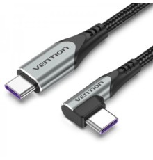 Дата кабель USB 2.0 C Male Right Angle to C Male 5A Cable 1M Gray Aluminum Alloy Type VENTION (TAKHF)