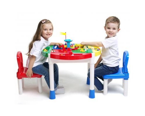 Дитячий стіл Microlab Toys Конструктор Ігровий Центр + 2 стільці (GT-14)