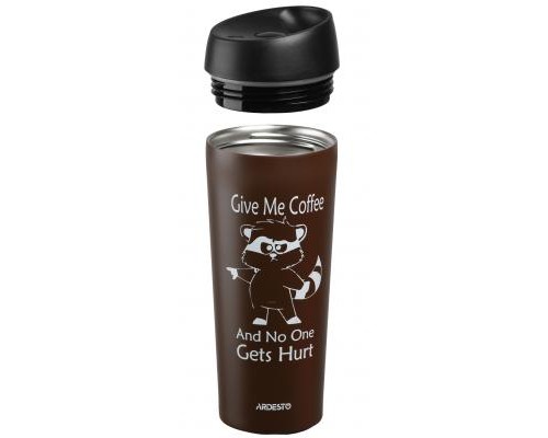 Термокружка Ardesto Coffee Time Raccoon 450 мл Brown (AR2645DML)