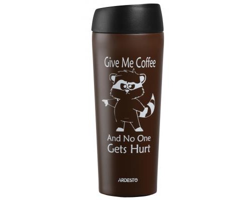 Термокружка Ardesto Coffee Time Raccoon 450 мл Brown (AR2645DML)