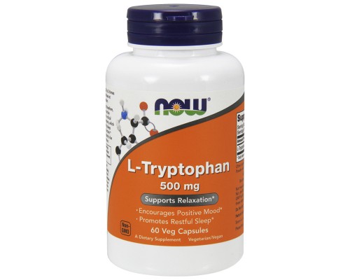 Амінокислота Now Foods L-Триптофан, 500 мг, 60 вегетаріанських капсул (NF0166) 