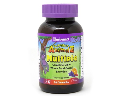 Мультивітамін Bluebonnet Nutrition Мультивітаміни для Дітей, Смак Фруктів, Rainforest Animalz, (BLB0190)