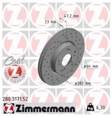 Гальмівний диск ZIMMERMANN 280.3171.52
