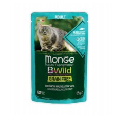 Вологий корм для кішок Monge BWild Cat Free Wet з тріскою та креветками 85 г (8009470012768)