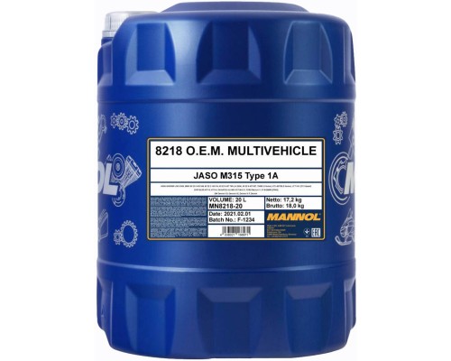 Трансмісійна олива Mannol 8218 O.E.M. Multivehicle JWS 3309 20л (MN8218-20)