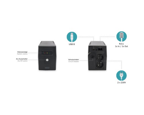 Пристрій безперебійного живлення Digitus 600VA DN-170063 (DN-170063)