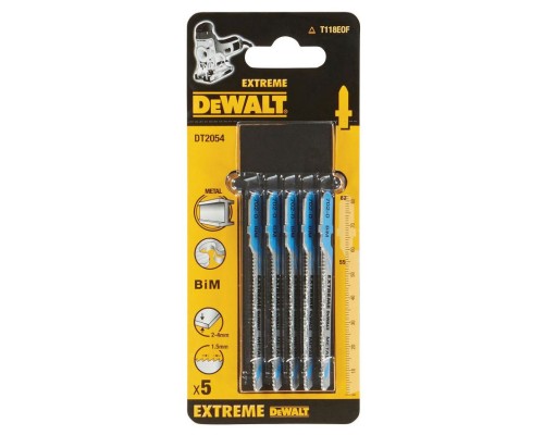 Полотно DeWALT для шабельних пилок, по металу, фігурний, L=82, WL=55, 1.5 мм, 5 шт (DT2054)