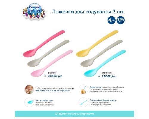 Набір дитячого посуду Canpol babies Ложечки 3 шт бірюзові (23/582_tur) Набір дитячого посуду Canpol babies Ложечки 3 шт бірюзові (23/582_tur)