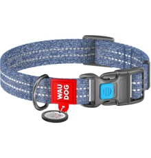 Нашийник для тварин WAUDOG Re-cotton з QR паспортом світловідбивний Ш 25 мм Д 37-58 см синій (029412)