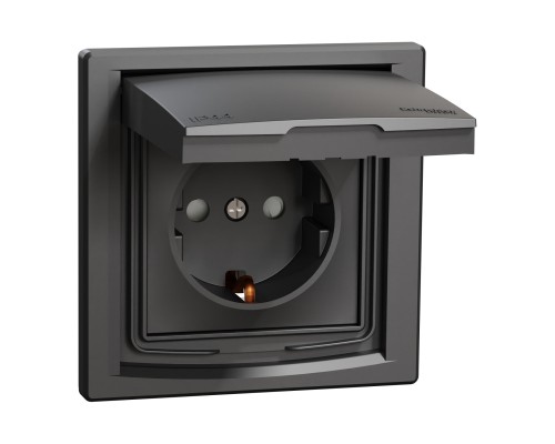 Розетка Schneider Electric ASFORA з кришкою, IP44, антрацит (EPH3100371)