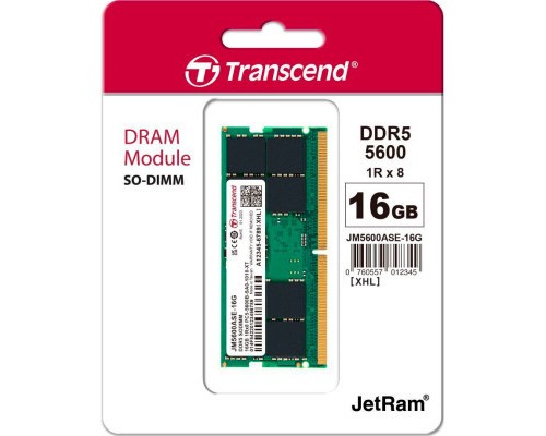 Модуль пам'яті для ноутбука SoDIMM DDR5 16GB 5600 MHz JetRam Transcend (JM5600ASE-16G)
