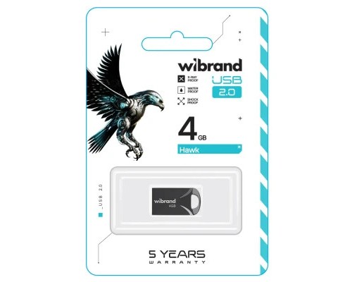 USB флеш накопичувач Wibrand 4GB Hawk Black USB 2.0 (WI2.0/HA4M1B) 