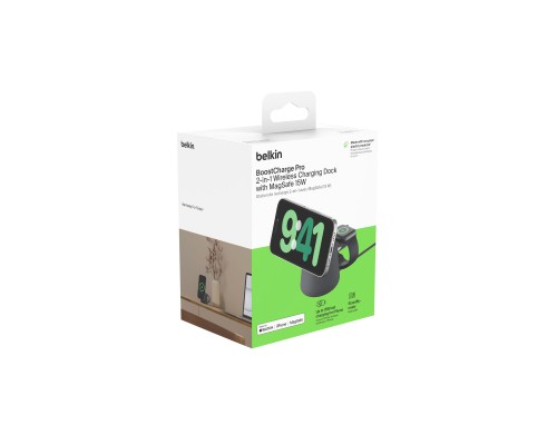 Зарядний пристрій Belkin 2in1 MagSafe iPhone/Watch/AirPods Charcoal Mass (WIZ020VFH36)