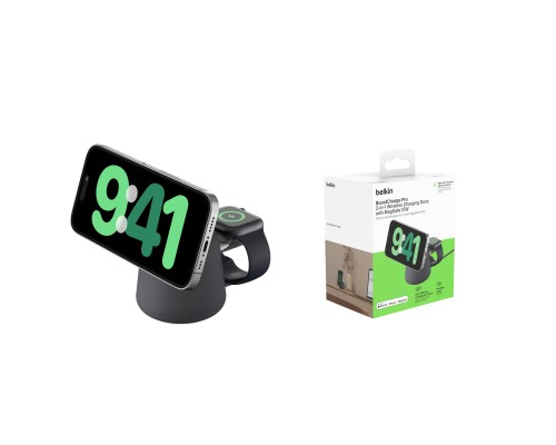 Зарядний пристрій Belkin 2in1 MagSafe iPhone/Watch/AirPods Charcoal Mass (WIZ020VFH36)