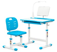 Парта зі стільцем Evo-kids (стіл+стілець+полиця+лампа) Blue (Evo-17 BL Ergo)