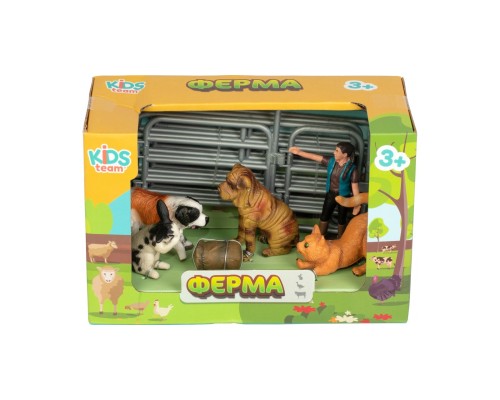 Фігурка Kids Team набір Ферма фермерка, дві собаки, кролик і кіт (Q9899-X13_2)