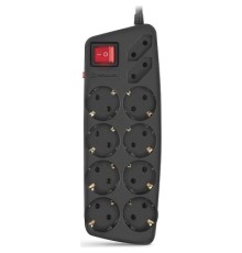 Мережевий фільтр живлення REAL-EL REAL-EL RS-10 Protect, 1.8m, black (EL122300038)