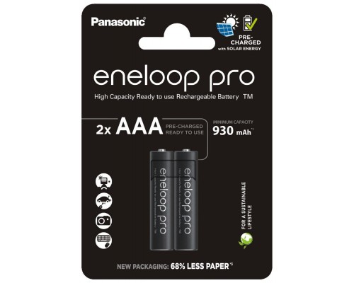Акумулятор Panasonic AAA Eneloop 930mAh Pro NI-MH * 2 (BK-4HCDE/2CP)