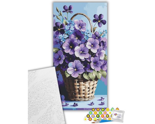 Картина по номерам ArtCraft Фіалки в кошику 40х80 см (13089-AC)