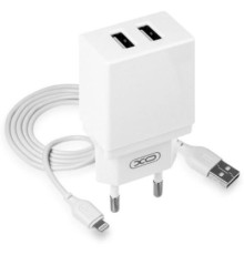 Зарядний пристрій XO L75 2USB/2.4A + Lightning White (XO-L75-L)