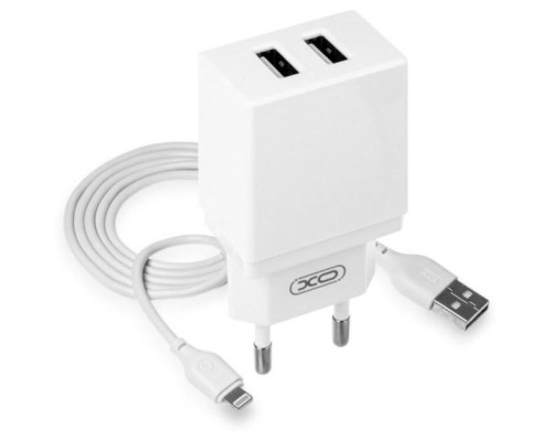 Зарядний пристрій XO L75 2USB/2.4A + Lightning White (XO-L75-L)