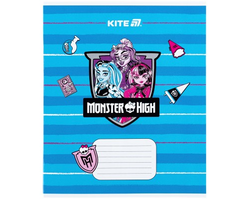 Зошит Kite Monster High, 12 аркушів, коса лінія (MH25-235)