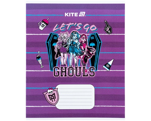 Зошит Kite Monster High, 12 аркушів, коса лінія (MH25-235)