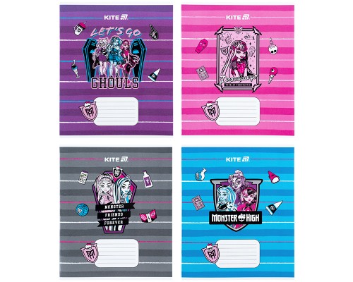 Зошит Kite Monster High, 12 аркушів, коса лінія (MH25-235)