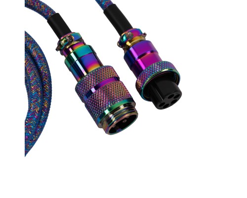 Дата кабель USB-C + USB A to USB-C 1.08m Premium Coiled Aviator blue Keychron (CAB8_KEYCHRON)